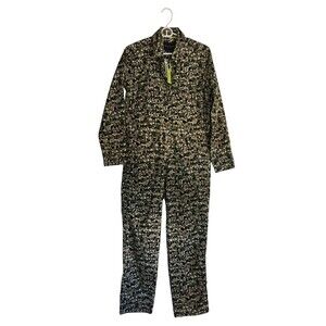 BP + Wildfang Jumpsuit Women's Size XS Green Camo Cotton Blend Denim